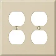 Amerelle PRO 2-Gang Stamped Steel Outlet Wall Plate, Ivory Wrinkle C982DDIV
