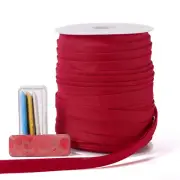 Bias Tape Double Fold 1/2 Inch, Double Fold Bias Binding Tape 55 Yards (Wine Red
