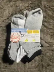 Wonder Nation Boy's 9 Pr No Show Socks Large Shoe Size 3-9 Black Grey White