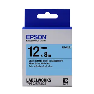 EPSON LK-4LBJ S654492 消光霧面淺藍底黑字 12mm 標籤帶 公司貨