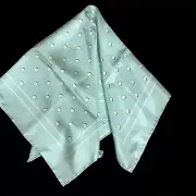 100% Silk Seafoam Green Polka Dot Hand Rolled Edges Scarf by Tanner NWT Spring