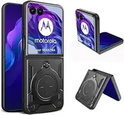 [Electro-weideworld] Kickstand Case for Motorola Razr 50 Ultra, [Camera Protection] Shockproof Hard PC Holder Stand Protective Case Cover for Motorola Razr 50 Ultra