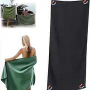 Outdoor Magnetic Bath Towel,Oversized 75"X30" Microfiber Bath Towel with Magnet Corners, Microfiber Sand-Resistant Quick-Dry Magnetic Beach Towel for Swimming, Hiking, Camping(Black)