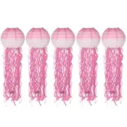 10inch Jellyfish Paper Lanterns, 5Pcs Jellyfish Hanging Lantern, Pink