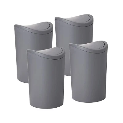Superio Small Trash Can with Lid 6 Liter Plastic Mini Waste Bin Swing Top Lid 4P