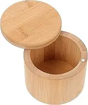Zerodeko 1pc Bamboo Spice Box Rotating Condiment Jar Holder for Kitchen Home Restaurant Use