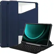 TANOVCEP Tablet Case for Samsung Galaxy TAB S9 FE Plus/TAB S9 Plus 12.4 Inch 2023 with Pen Holder, 360° Swiveling Stand, Shockproof Cover with Clear Transparent Back Shell, Auto Wake/Sleep Navy