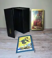 Gold Foil Rider Waite Tarot Card Deck with Black & Gold Foil Gift Box Guidebook
