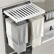 YCOVSFP Washing Machine Clothes Drying Rack, Built-in Wardrobe Pull-Out Basket, Aluminum Alloy Hidden Pull-Out Trouser Rack Drawer Saves Space(664-714mm)