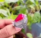 Silver Plated Poison Ring For Women & Girl With Natural Ruby Gemstone P56