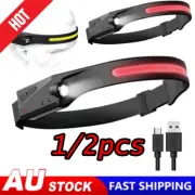 COB LED Headlamp USB Rechargeable Headlight Torch Work Light Bar Head Band LamNJ