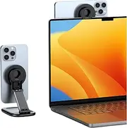 SODI Continuity Camera Mount for Desktop Monitor and MacBook, Foldable iPhone Webcam Mount, Magnetic Phone Stand Compatible with iPhone 16/15/14/13/12 Series,MacBook OS Ventura,Facetime- Black