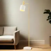 Addison Floor Lamp Marble Base in White and Brushed Brass