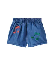 [Mini Rodini] Mini Rodini Note embroidered denim shorts Y 10/11 blue