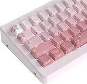 PBT Keycaps Custom 135 Keys Letter Side Print Backlit Keycap Cherry Profile Pink Gradient Keycap Set for ISO/UK Layout Cherry MX Switch Mechanical Keyboards