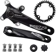 MirOdo Mountain Bike Crankset 64/104BCD 170mm Crank Arms Hollow Integrated Crank Kit 32/34/36T Positive Negative Teeth Single Chainring Road Bike Crankset 7-12 Speed