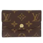 【LOUIS VUITTON 路易威登】MONOGRAM LV花紋按扣名片夾/零錢包(M62361/咖啡/粉色)