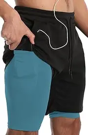 [JWJ] Men's 2 in 1 Workout Running Shorts 7 Inch Lightweight Athletic Gym Shorts with Compression Liner