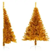 Artificial Half Christmas Tree Gold 150cm with Stand for Home Holiday Decor