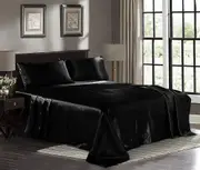 Quality Ultra Soft Silky Satin Sheet Set Black