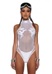 [Club Exx] Bad Luck Dragon Fishnet Bodysuit - White