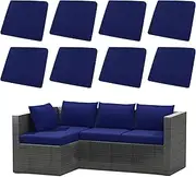 U'Artlines 8Pcs Stretch Patio Cushion Covers Replacement, Waterproof Elastic Outdoor Cushion Covers Washable Sofa Cushion Covers Slipcovers for Outdoor Furniture Backyard (Blue, Cover Only)