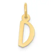 14k Small Slanted Block Letter D Initial Charm Bracelet Necklace