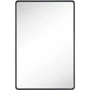 HUOVTR Wall Mirror 36"x24" Modern Style Rectangle Metal Frame Clear Glass Black