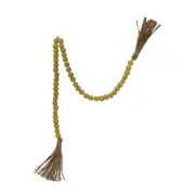 28in Green Wood Bead Garland with Tassels