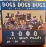 New Dogs Dogs Dogs Jigsaw Puzzle 1000 Pieces SunsOut 16"x34" Sealed