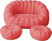 UYSOFRCV Bean Bag Covers (No Filler) Extra Large Soft Cotton Linen Memory Foam Sack Beanbag Sofa Replacement Cover for Adults and Kids, Without Filling,Orange red