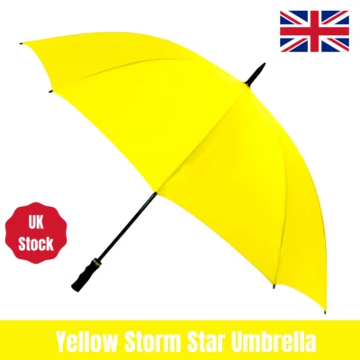 Yellow Storm Windproof Golf Umbrella Mens and Womens Strong Large Brolly