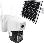 Solar Security Camera, Wireless 4G, Outdoor 2.4G WiFi Home Security Camera, 1920 X 1080P, 3X2000mAh Battery, PIR Alarm, 320 Degree PTZ, 6Pcs LED Lights, Support 512 SD Storage
