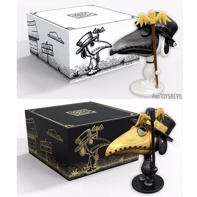 Raid71 Plague Doctor Snoopy Resin Figure Gold & Reg SET + Print Peanuts Kaws NEW