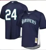 Mitchell And Ness Seattle Mariners Ken Griffey Jr Mens Size Large Navy Jersey