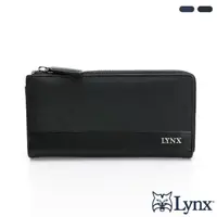 在飛比找momo購物網優惠-【Lynx】美國山貓牛皮水波紋雙拼L型半拉12卡單拉鍊長夾 