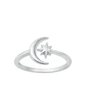 9mm Moon and Star Band 925 Sterling Silver Toe Ring Thin Adjustable Toe Ring