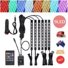 6X LED Car Interior Strip Light RGB 8 Colours Footwell Music Remote Control Lamp