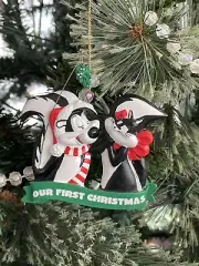 NEW Vintage Pepe Le Pew Penelope Our First Christmas Ornament Warner Bros Store