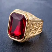 3Ct Emerald Cut Simulated Garnet Men's Wedding Ring Sterling Silver 925