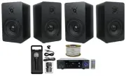 Rockville BLUAMP 150 Amplifier w/ Bluetooth+(4) 5.25" Bookshelf Speakers+Mic