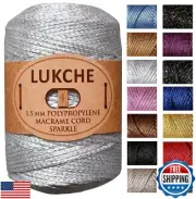 Lukche 1.5mm x 153 Yard Premium Polyester Macrame Cord Sparkle, Colorful Rope