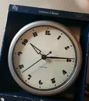 Thomas O brien Vintage Modern Silver Art Deco Retro silver 1950s Inspired Clock