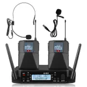 SOMLIMI 600-699MHz High Quality Professional Dual Wireless Microphone System Stage Performances Dynamics Metal Handheld Headset Lavaliar