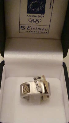 ATHENS 2004 SILVER & ZIRCON RING COLLECTOR 'S PIECE