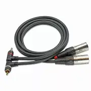 HEAVY DUTY SHIELDED dual RCA RIGHT ANGLE to 3 pin XLR MALE STEREO AUDIO CABLE