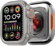 PZOZ Metal Case Compatible with Apple Watch Series 9 8 7 45mm, Rugged Bumper Protector with Watch Crown + PC Back Cover (Titanium, 45mm)