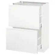 METOD base cabinet with 2 drawers, white Maximera/Voxtorp matt white, 60x37x80 cm