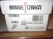 Minnetonka CHILDS SZ 12 BROWN CLASSIC FRINGE SOFTSOLE BOOT Moccasins Suede
