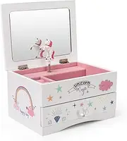 [Art Lins] Aliz Unicorn Music Jewelry Box for Girls and Teens - Wooden Jewelry Storage Box with Glittery Unicorn Design - Charming Room Decor and Childhood Memories Keepsake Box (Magic Unicorn)